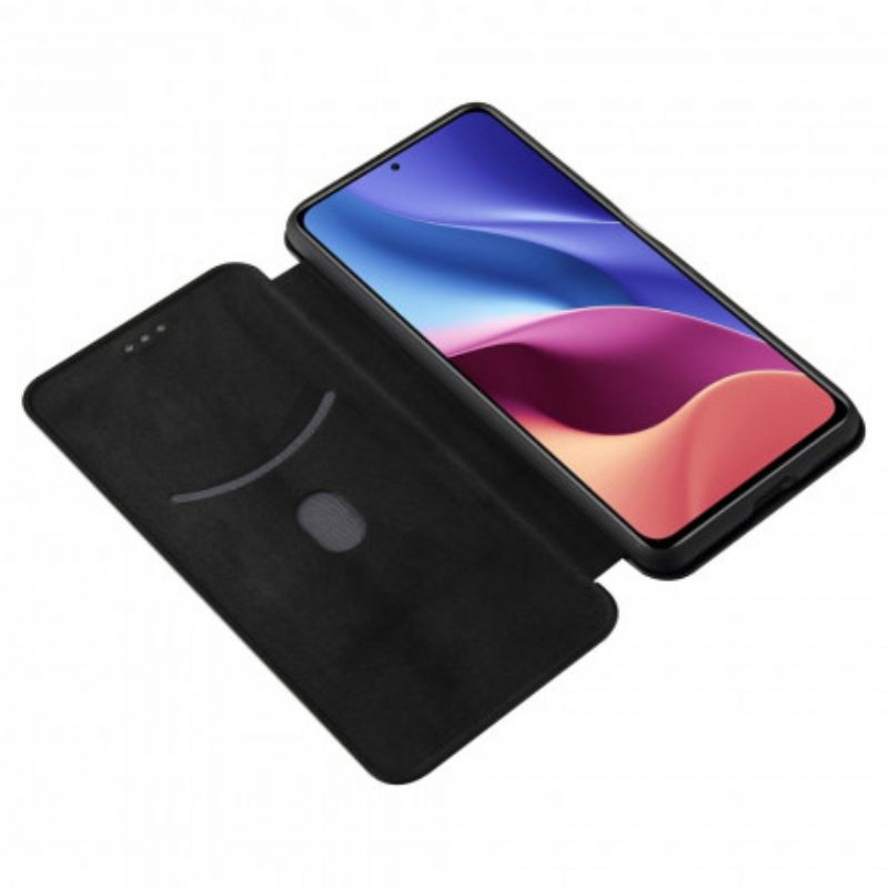 Puhelinkuoret Xiaomi Mi 11i 5G / Poco F3 Kotelot Flip Hiilikuitu Tukirenkaalla