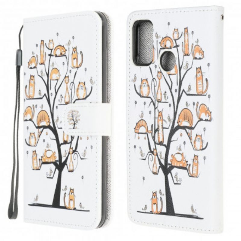 Kotelot Moto G10 / G30 Suojaketju Kuori Funky Cats Hihnalla