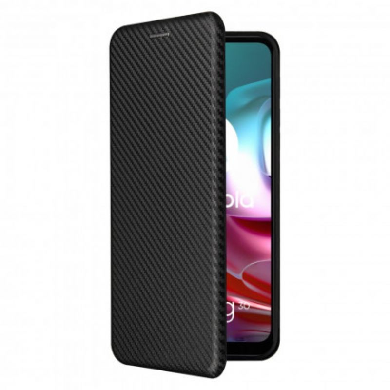 Puhelinkuoret Moto G10 / G30 Kotelot Flip Värillinen Hiilisilikoni