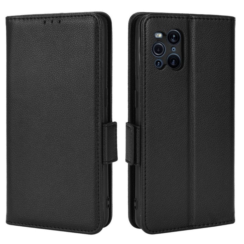Kotelot Oppo Find X3 / X3 Pro Flap Double Litchi Uusia Värejä