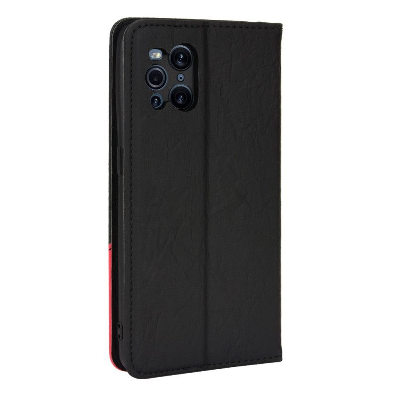 Puhelinkuoret Oppo Find X3 / X3 Pro Kotelot Flip Faux Leather Bicolor Oblique