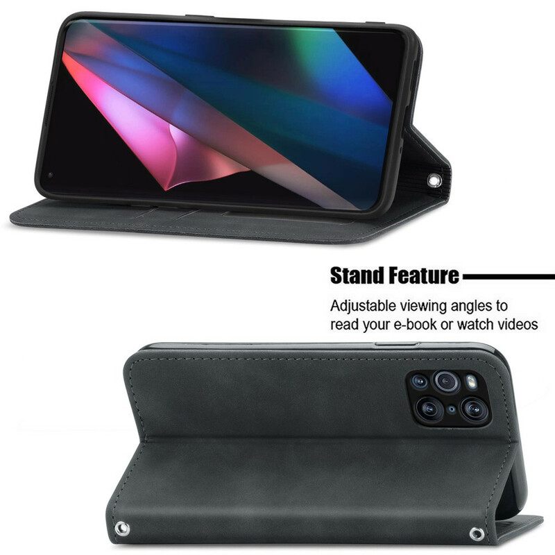 Puhelinkuoret Oppo Find X3 / X3 Pro Kotelot Flip Faux Leather Vintage