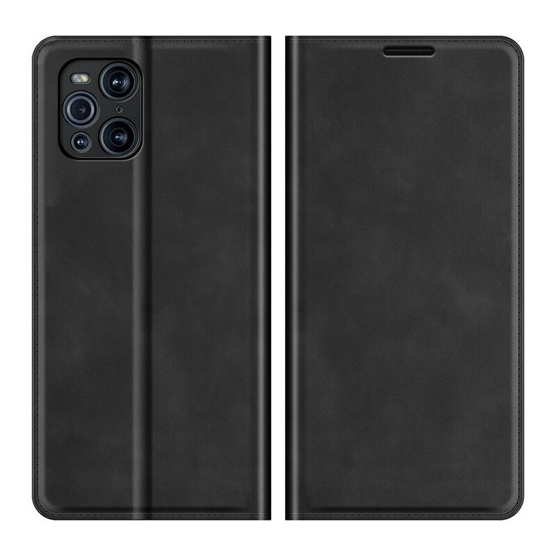 Puhelinkuoret Oppo Find X3 / X3 Pro Kotelot Flip Pehmeä Nahkaefekti