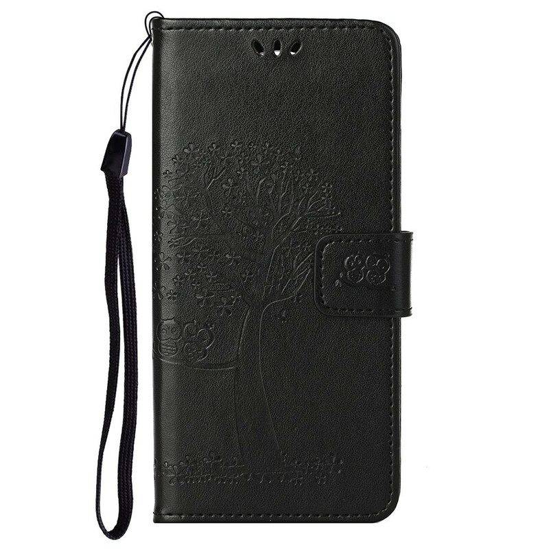 Flip Case OnePlus Nord 2 5G Suojaketju Kuori Tree Ja Pöllöt Hihnalla