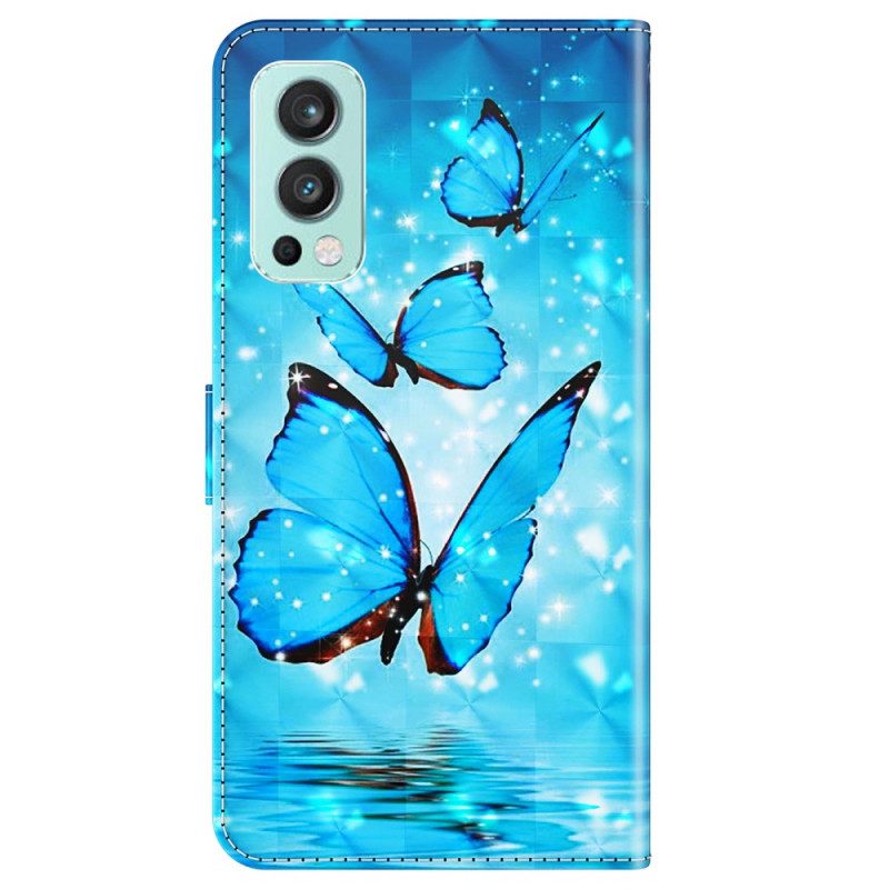Kotelot OnePlus Nord 2 5G Flying Blue Butterflies