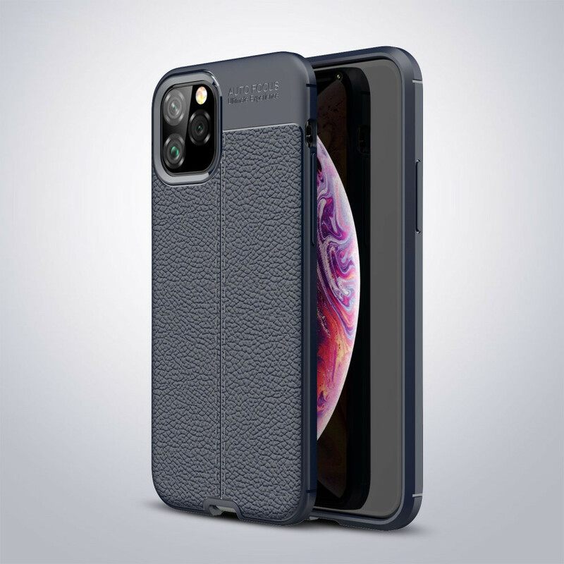 Case iPhone 11 Pro Double Line Litchi Leather Effect