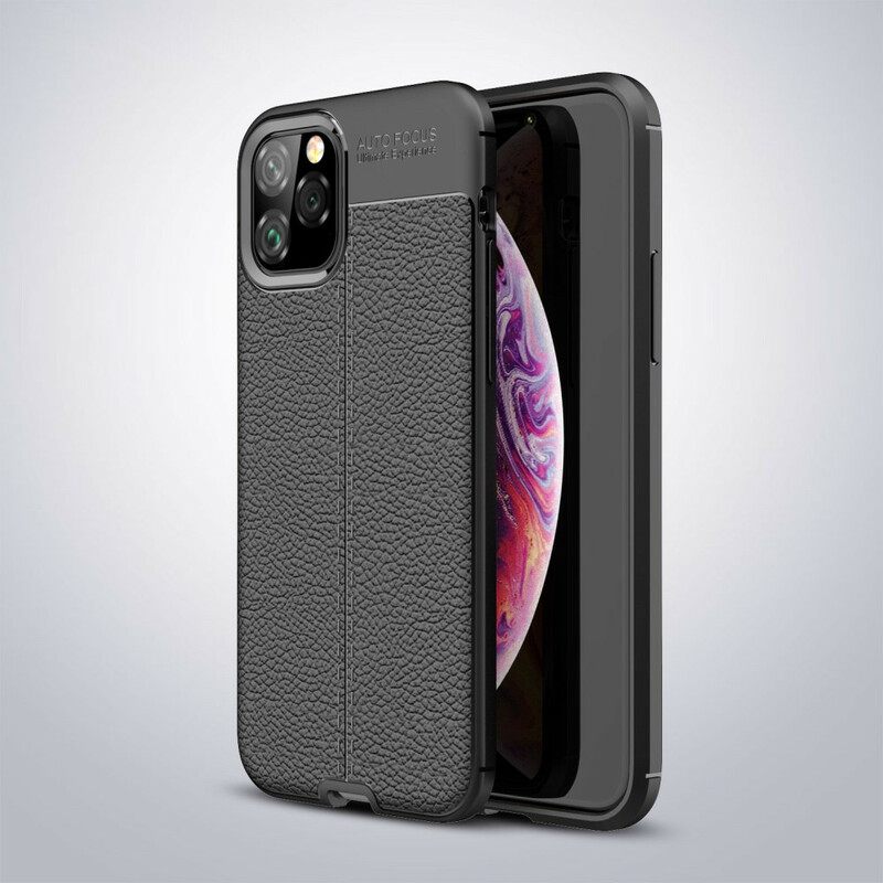 Case iPhone 11 Pro Double Line Litchi Leather Effect