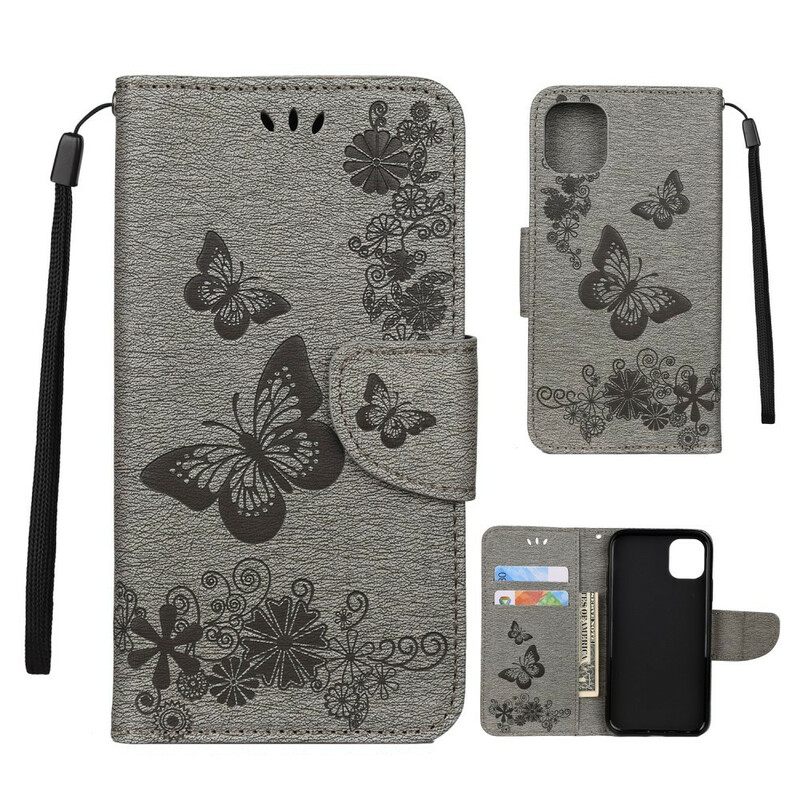 Kotelot iPhone 11 Pro Suojaketju Kuori Splendid Butterflies Hihnalla