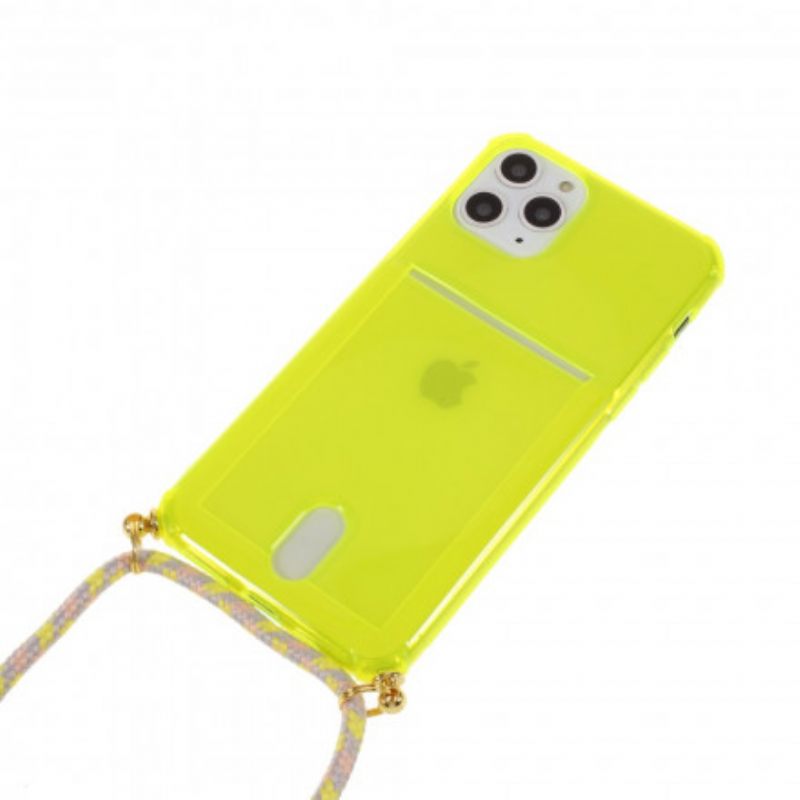 Kuori iPhone 11 Pro Kiristysnyörillä Johto Ja Korttipidike