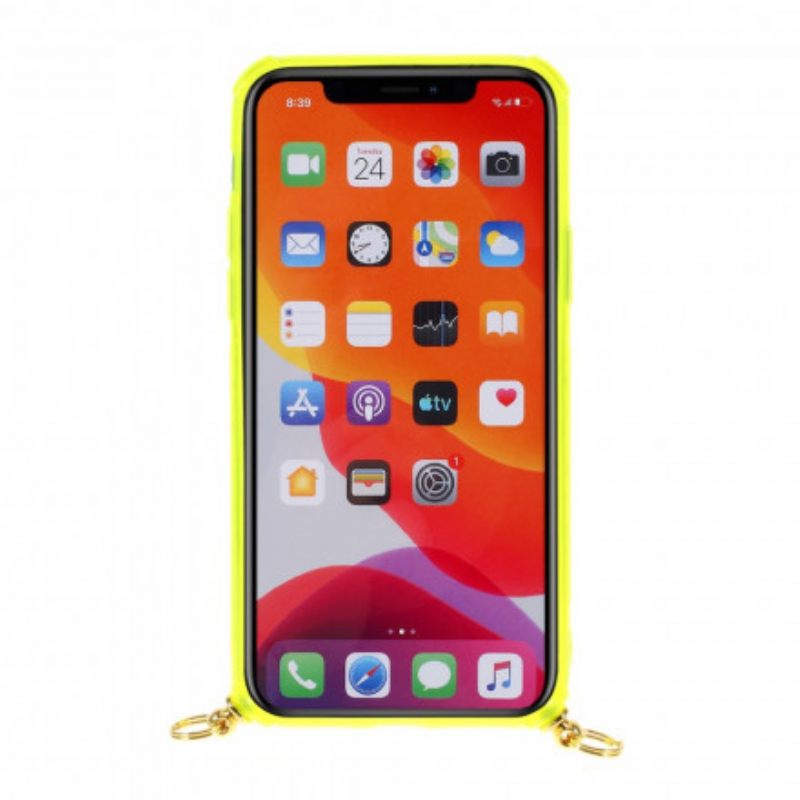 Kuori iPhone 11 Pro Kiristysnyörillä Johto Ja Korttipidike