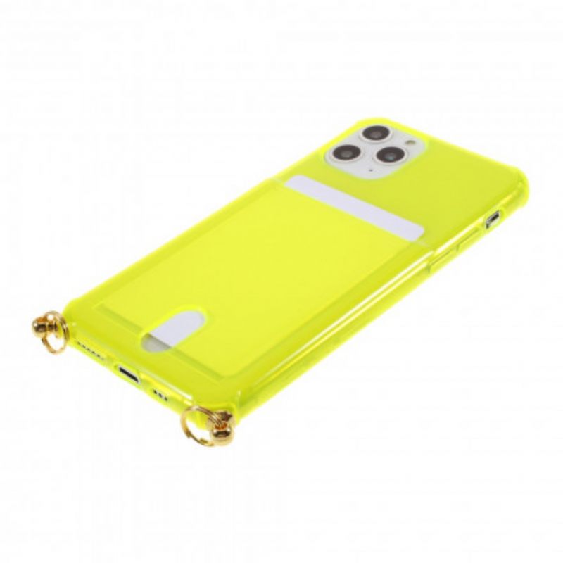 Kuori iPhone 11 Pro Kiristysnyörillä Johto Ja Korttipidike