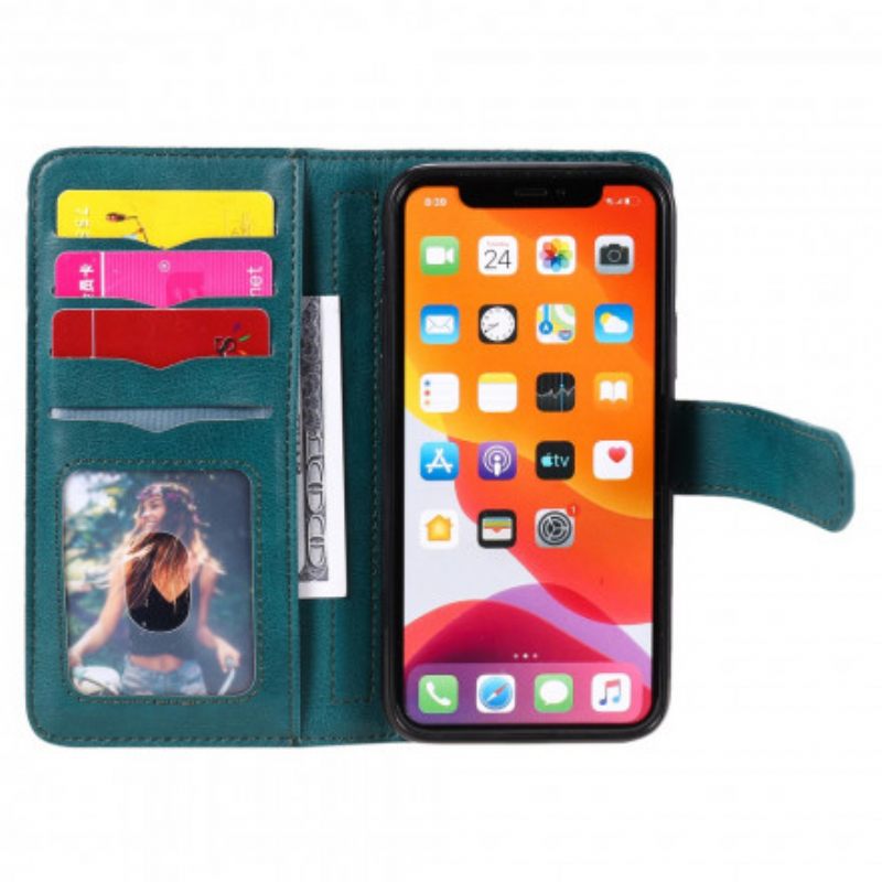Nahkakotelo iPhone 11 Pro Monitoiminen 10 Kortin Pidike
