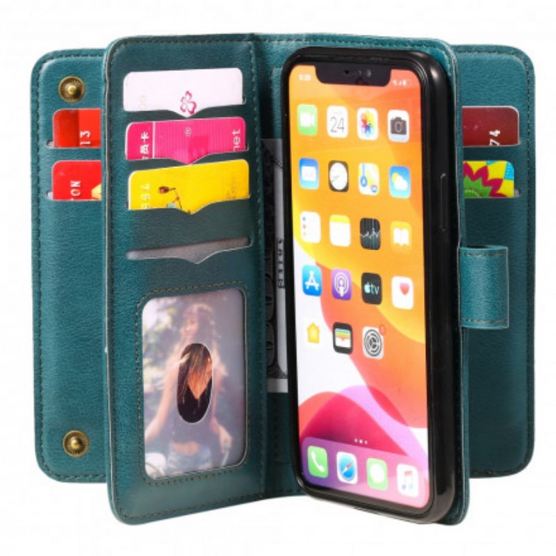 Nahkakotelo iPhone 11 Pro Monitoiminen 10 Kortin Pidike