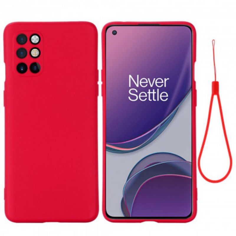 Kuori OnePlus 8T Nestemäinen Silikoni Kaulanauhalla