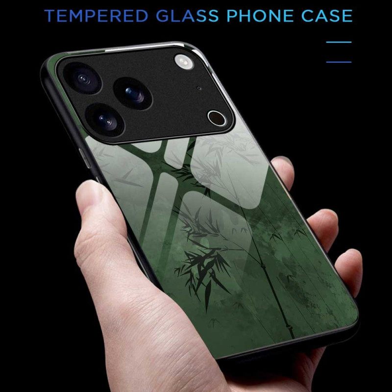 Case iPhone 17 Pro Max Puhelinkuoret Karkaistusta Lasista Valmistettu Kukkakuvio Mustekuvio