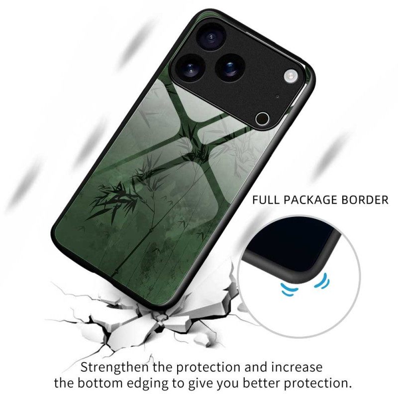 Case iPhone 17 Pro Max Puhelinkuoret Karkaistusta Lasista Valmistettu Kukkakuvio Mustekuvio