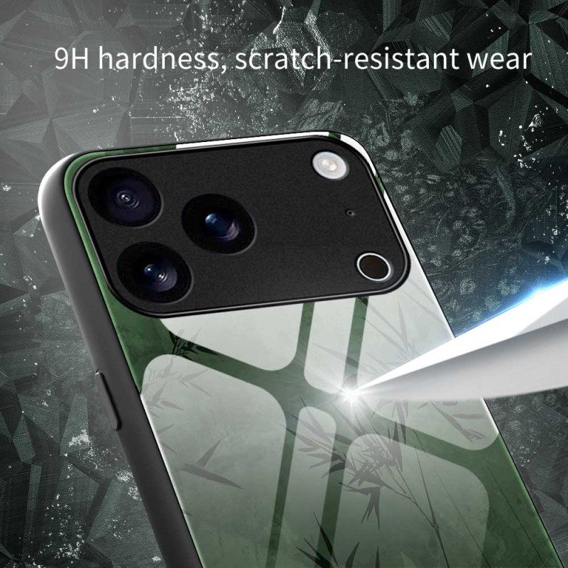 Case iPhone 17 Pro Max Puhelinkuoret Karkaistusta Lasista Valmistettu Kukkakuvio Mustekuvio