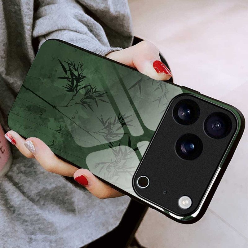 Case iPhone 17 Pro Max Puhelinkuoret Karkaistusta Lasista Valmistettu Kukkakuvio Mustekuvio