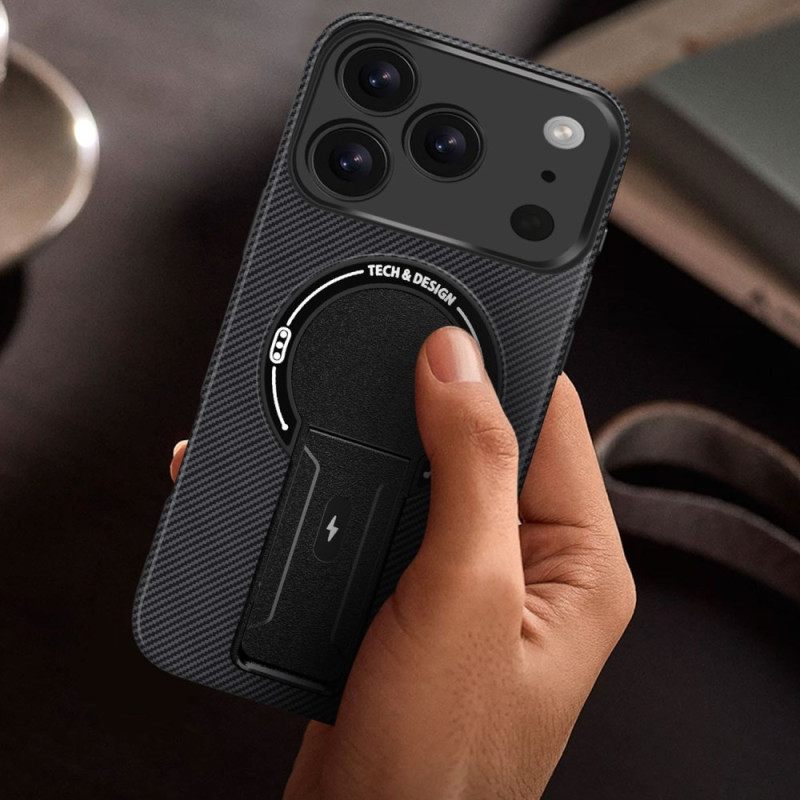 Kuori iPhone 17 Pro Max Hiilikuitukuvio Ja Jalusta