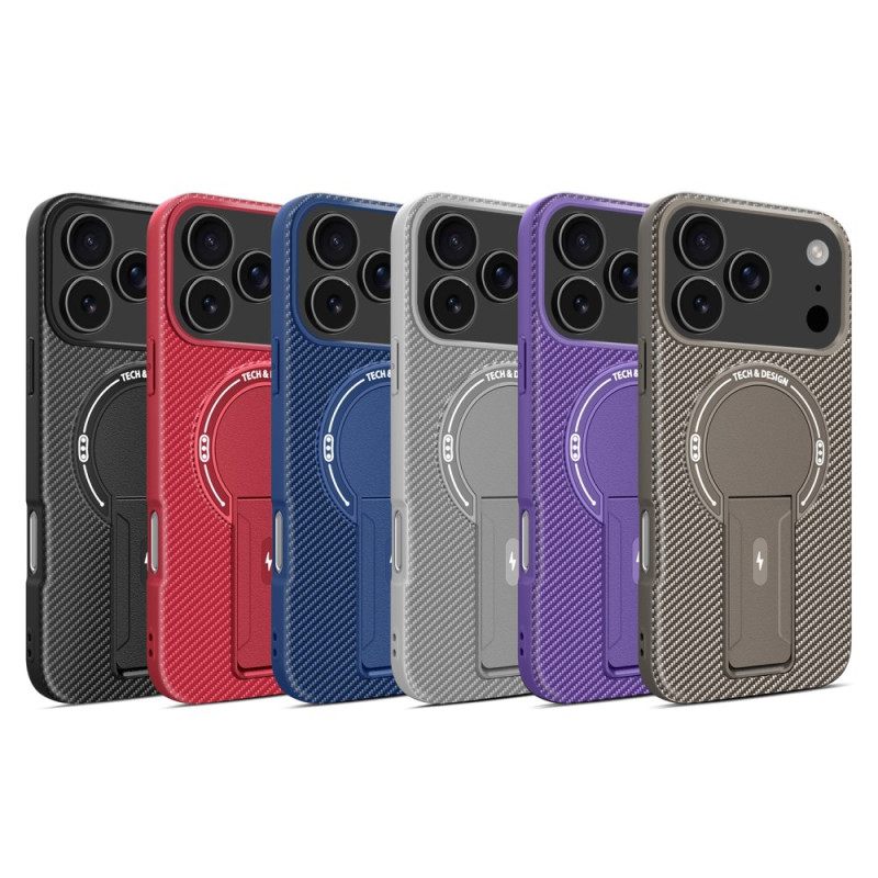 Kuori iPhone 17 Pro Max Hiilikuitukuvio Ja Jalusta