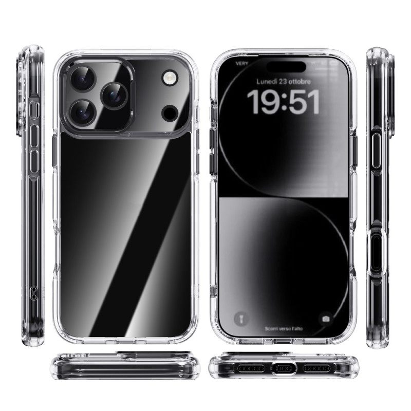 Kuori iPhone 17 Pro Max Ipaky Läpinäkyvä Metallinen Linssikehys
