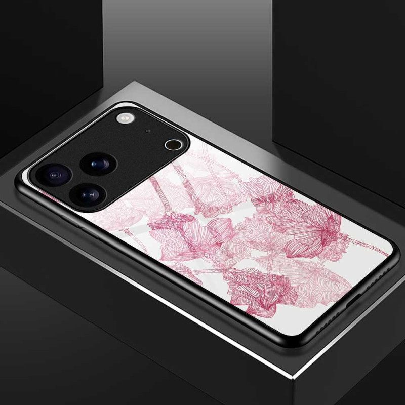 Kuori iPhone 17 Pro Max Kukkaiskuvioinen Pinkki Karkaistu Lasi