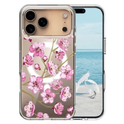 Kuori iPhone 17 Pro Max Magsafe-yhteensopiva Vaaleanpunaiset Kukat