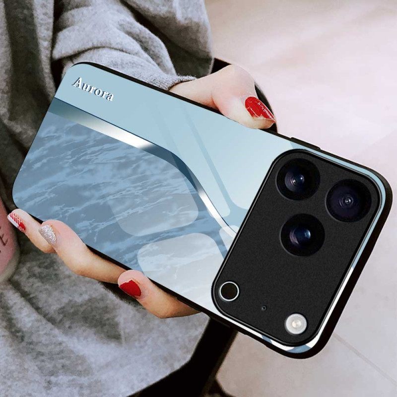 Kuori iPhone 17 Pro Max Vaaleansininen Kuviollinen Karkaistu Lasi Suojakuori