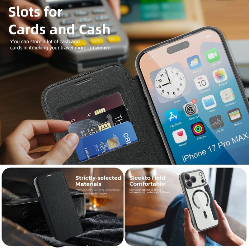 Nahkakotelo iPhone 17 Pro Max Magsafe-yhteensopiva Rfid-eston Kanssa Suojakuori