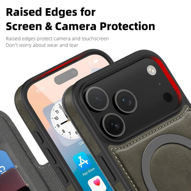 Nahkakotelo iPhone 17 Pro Max Puhelinkuoret Magsafe-yhteensopiva Rfid-korttikotelon Kanssa