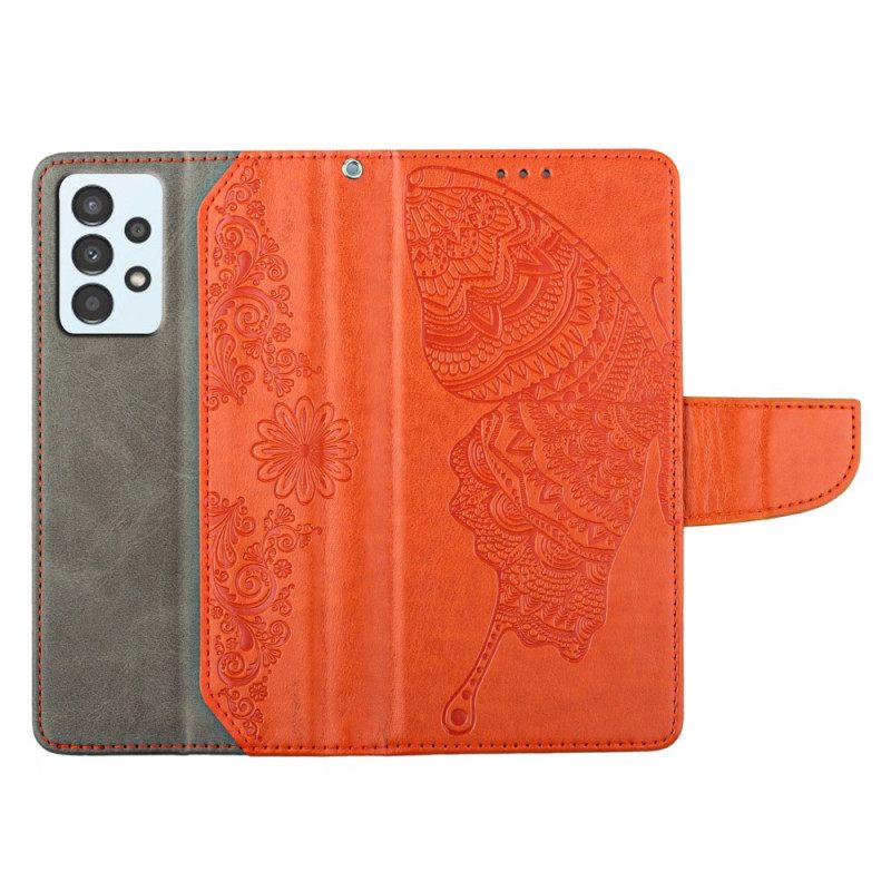 Flip Case Samsung Galaxy A13 Suojaketju Kuori Kaksisävyinen Perhoshihna