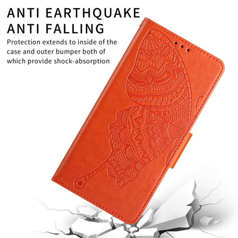 Flip Case Samsung Galaxy A13 Suojaketju Kuori Kaksisävyinen Perhoshihna