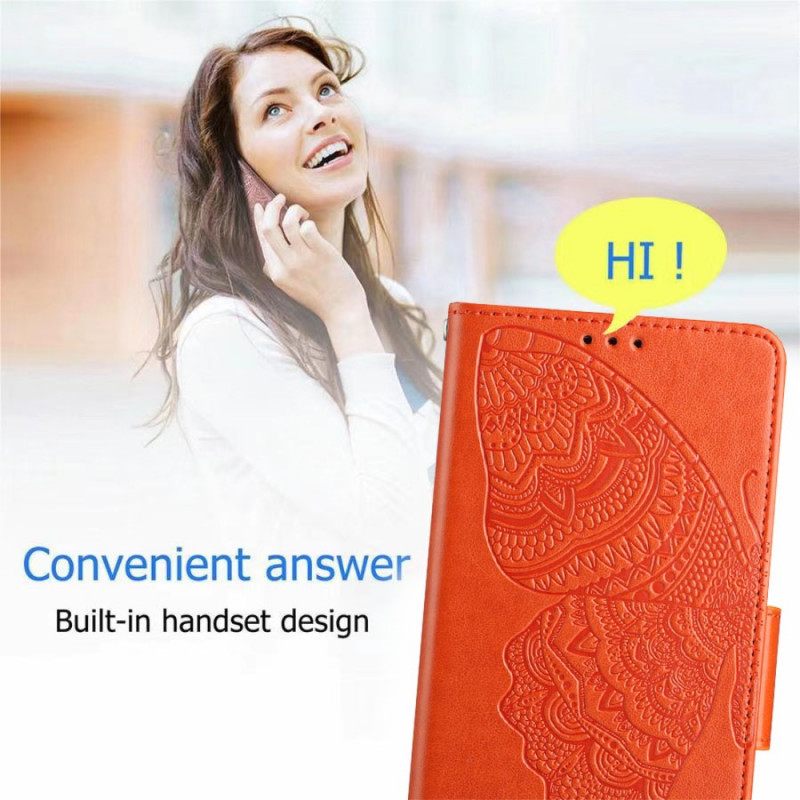 Flip Case Samsung Galaxy A13 Suojaketju Kuori Kaksisävyinen Perhoshihna