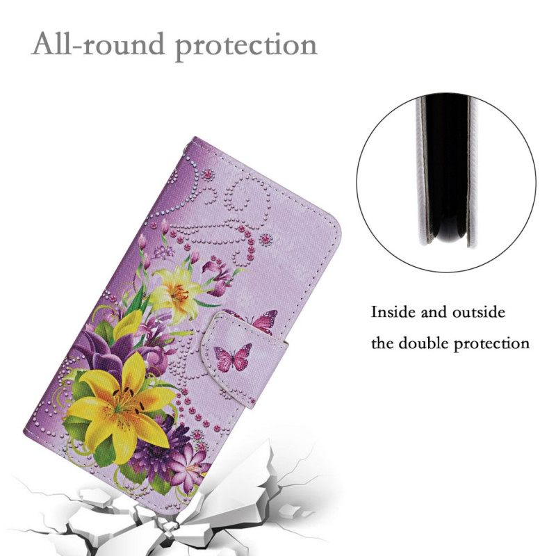 Kotelot Samsung Galaxy A13 Masterful Butterflies With Lanyard