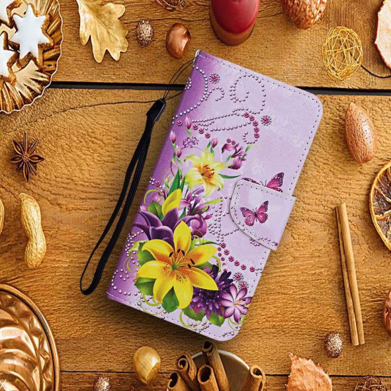 Kotelot Samsung Galaxy A13 Masterful Butterflies With Lanyard