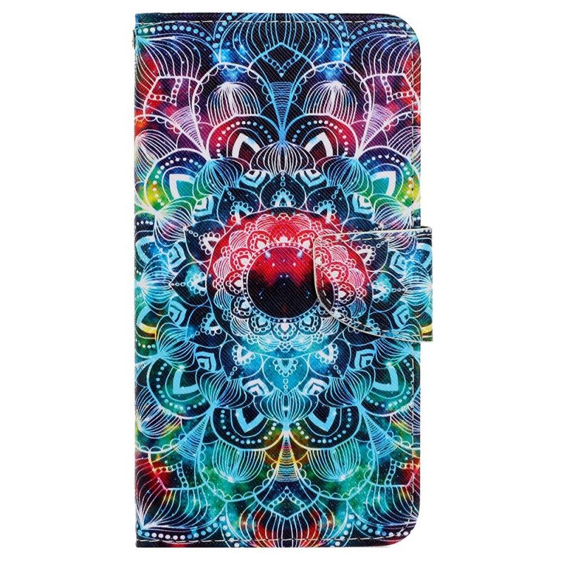 Nahkakotelo Samsung Galaxy A13 Suojaketju Kuori Flashy Mandala Hihnalla