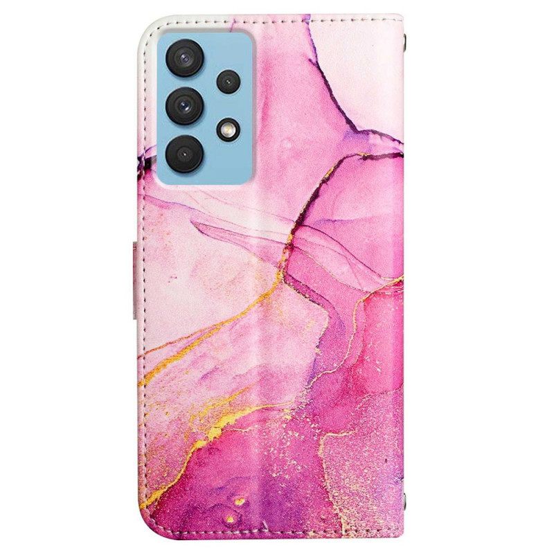 Nahkakotelo Samsung Galaxy A13 Suojaketju Kuori Strip Marble
