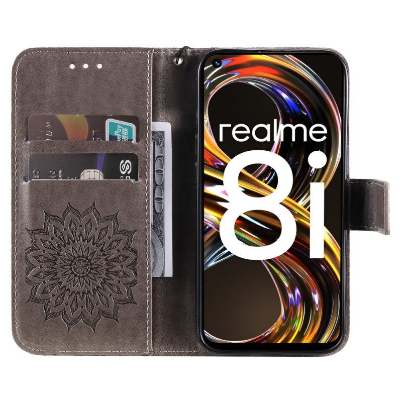 Nahkakotelo Realme 8i Auringonkukka