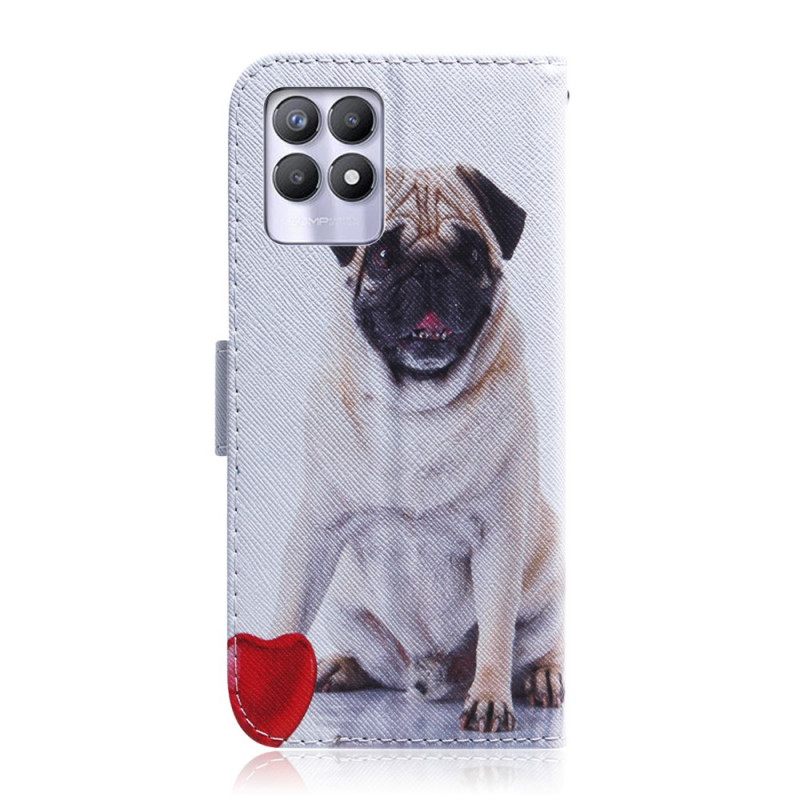 Nahkakotelo Realme 8i Mopsikoira