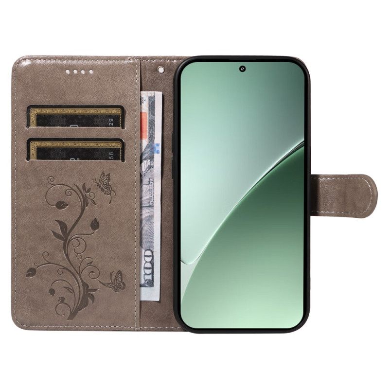 Kotelot Xiaomi 15 Pro Kukka- Ja Perhoskuvio