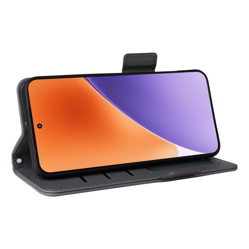 Kotelot Xiaomi 15 Pro Litsikuvioinen Tekonahka Hihnalla