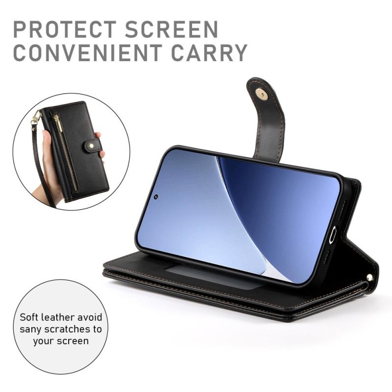 Kotelot Xiaomi 15 Pro Lompakko Jossa Hihna Ja Olkahihna Suojakuori