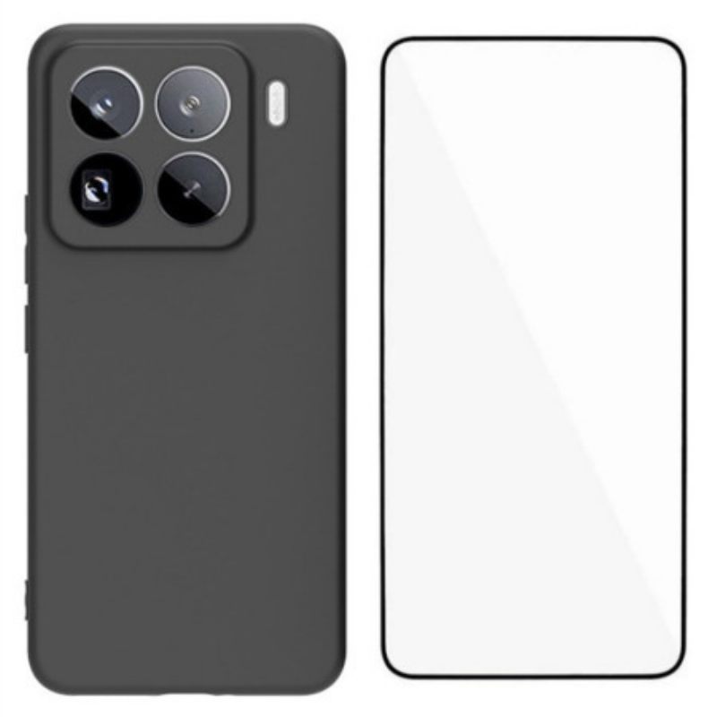 Puhelinkuoret Xiaomi 15 Pro Mattapintainen Silikoni Karkaistulla Lasisella Näytönsuojalla