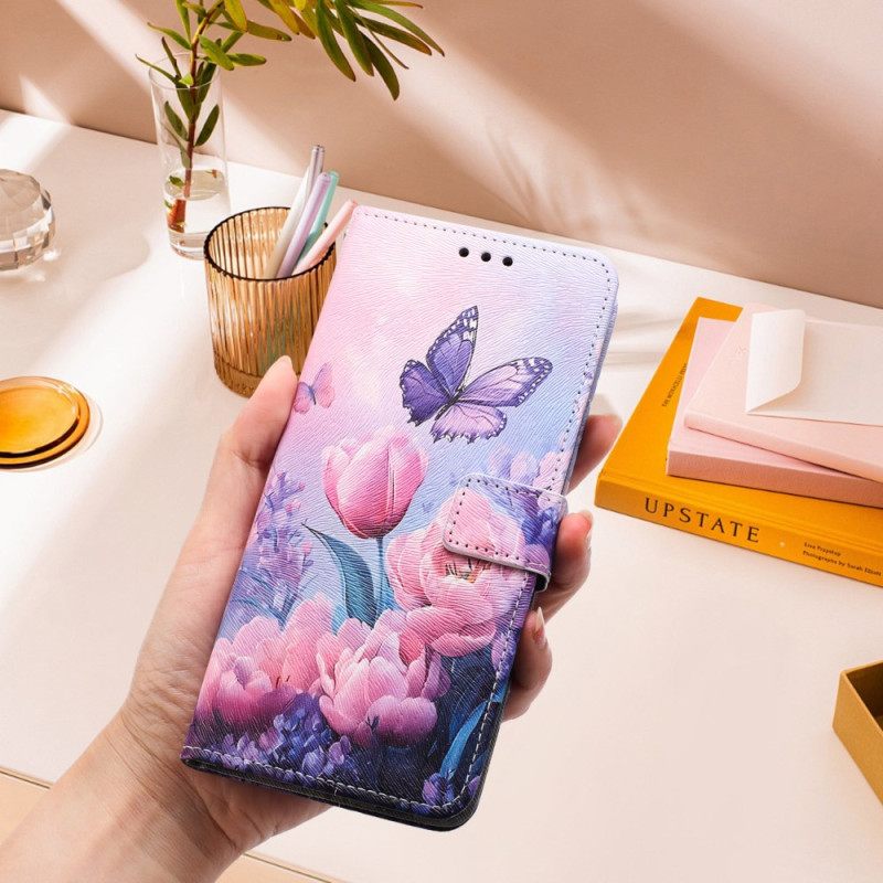 Kuoret Google Pixel 10a Perhosia Ja Vaaleanpunaisia Kukkia