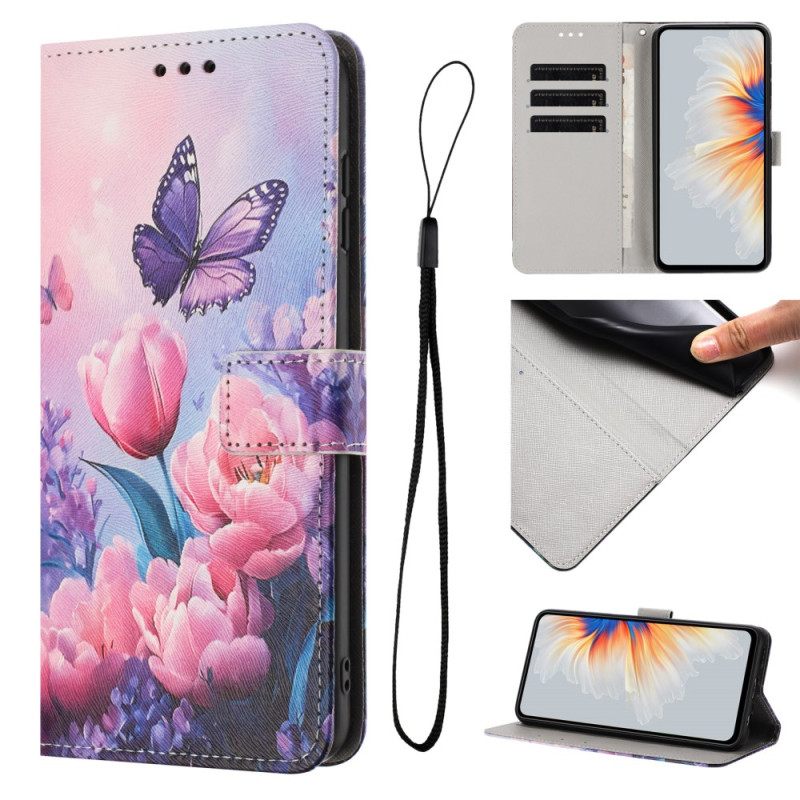 Kuoret Google Pixel 10a Perhosia Ja Vaaleanpunaisia Kukkia