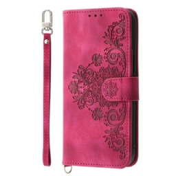 Nahkakotelo Google Pixel 10a Mandala-mokkanahkakuvio Olkahihnalla