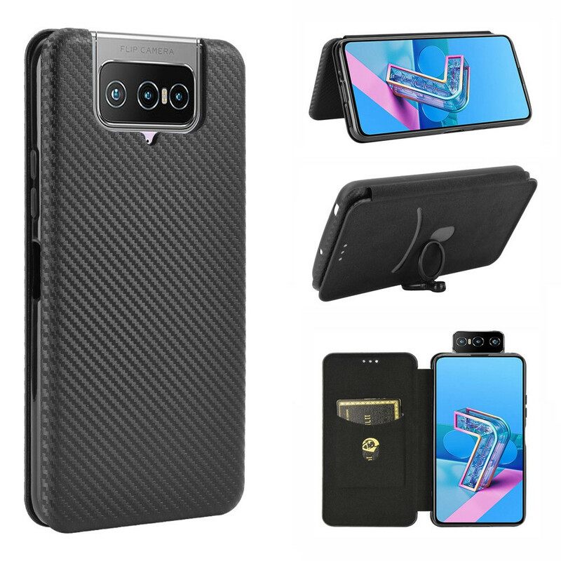 Puhelinkuoret Asus Zenfone 7 / 7 Pro Kotelot Flip Silicone Carbon