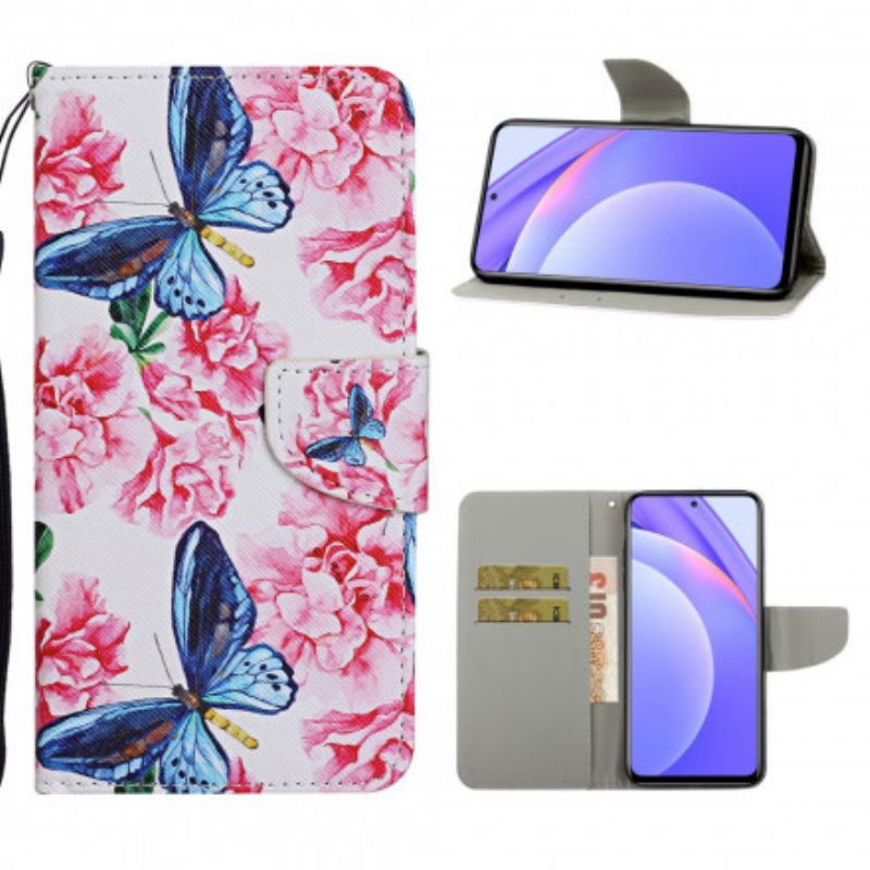 Kotelot Xiaomi Mi 10T Lite / Redmi Note 9 Pro 5G Floral Butterflies Lanyard