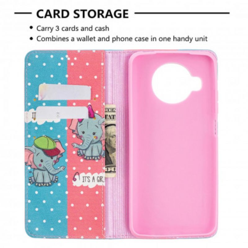 Puhelinkuoret Xiaomi Mi 10T Lite / Redmi Note 9 Pro 5G Kotelot Flip Baby Elephants
