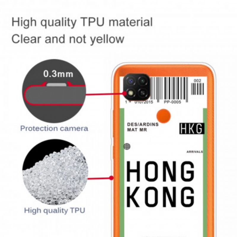Case Xiaomi Redmi 9C Boarding Pass Hongkongiin